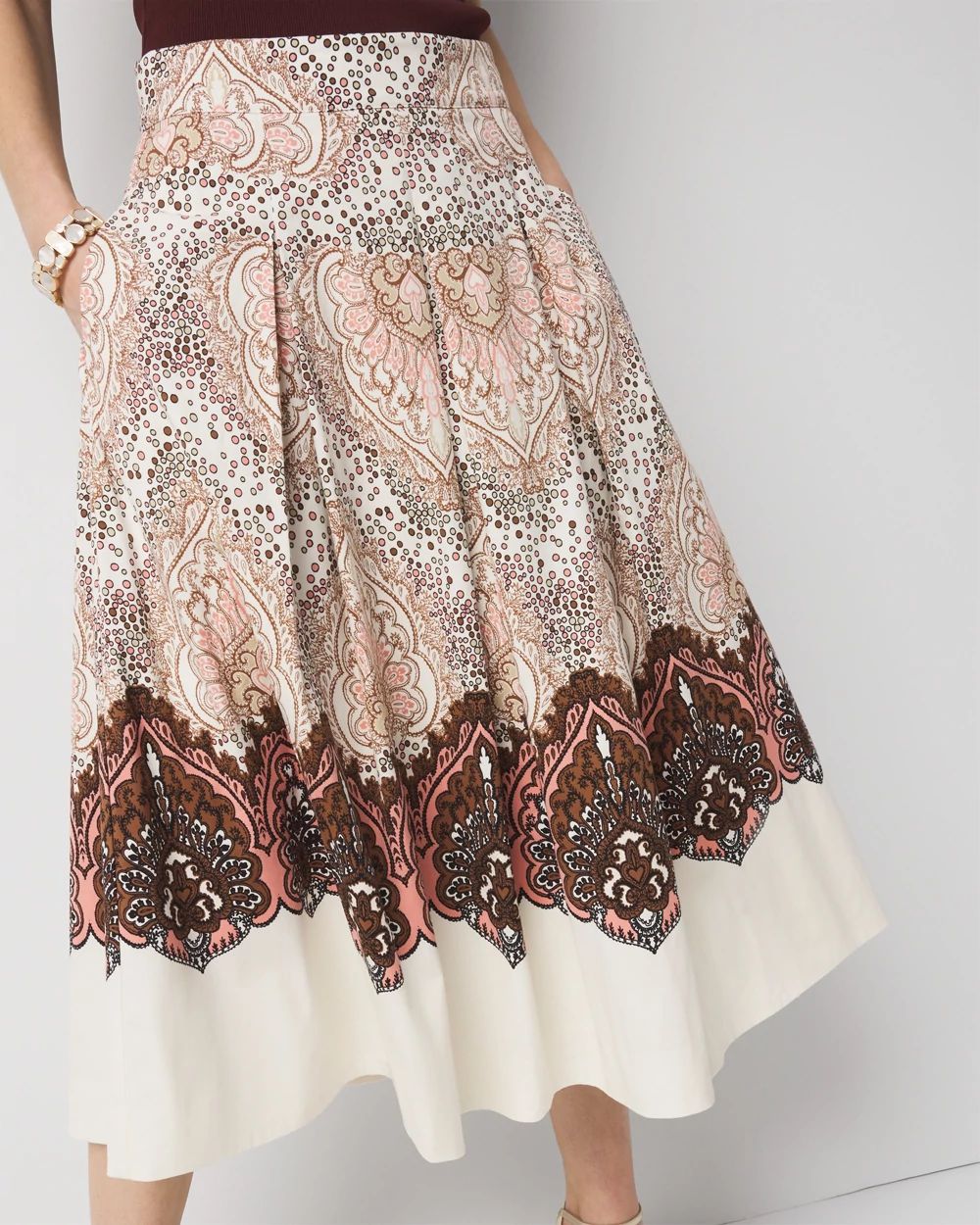 liter Daphne pleats sk アイボリー Paisley Pleated A-Line Skirt | White House Black Market